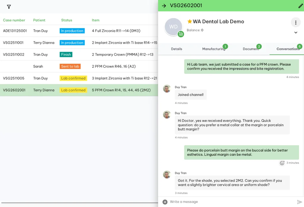 Collaboration Between Labs - Affordable dental lab management software, free trial