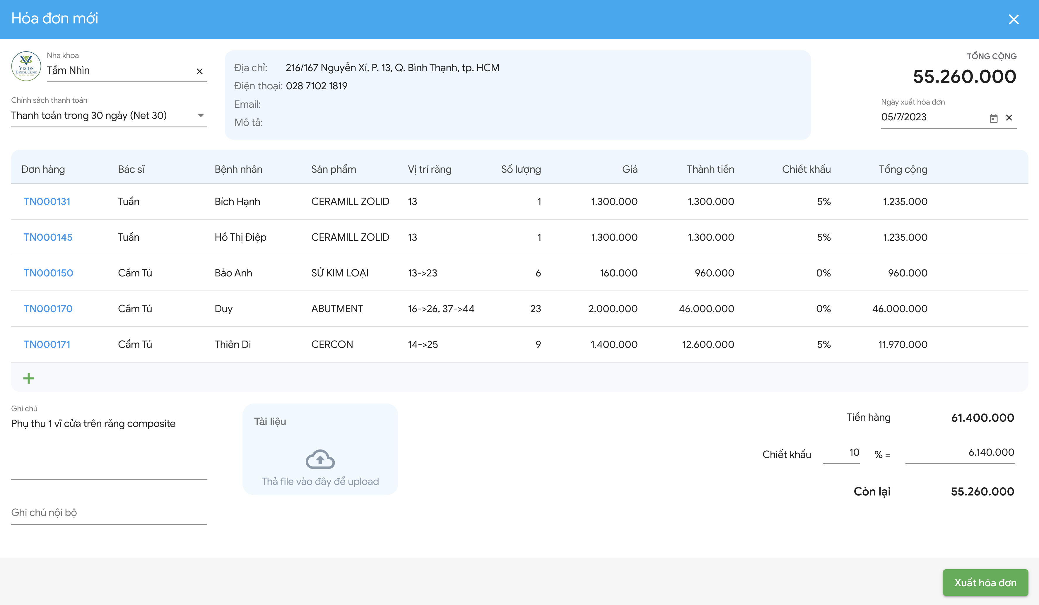 Dental Clinics View Invoices Online - Dental Lab Management Software