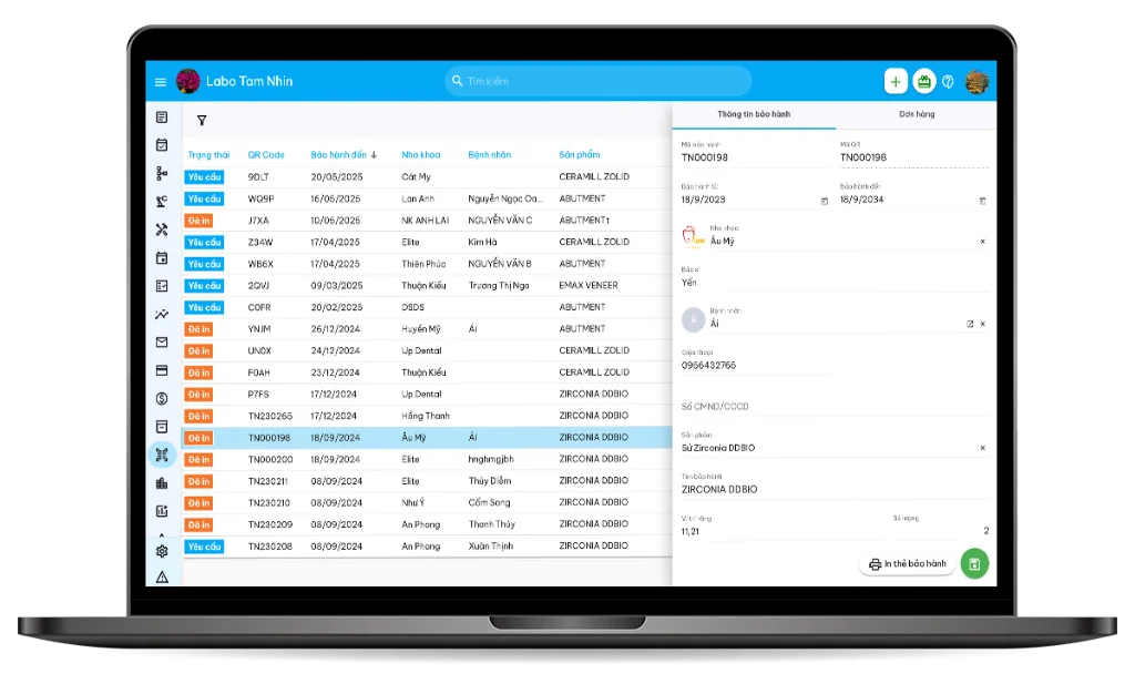 Quản lý Bảo hành Labo — Bảng điều khiển