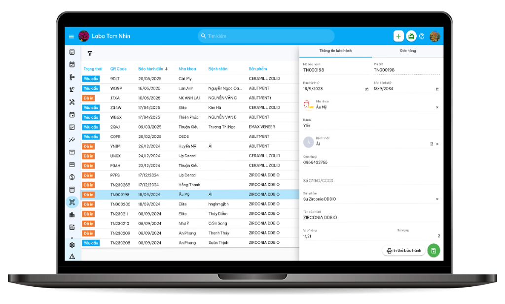 Quản lý Bảo hành Labo — Bảng điều khiển